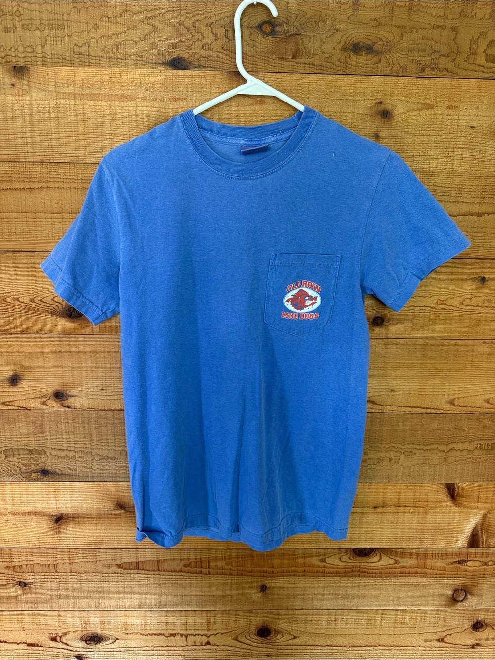 Blue Short-Sleeve Pocket T-Shirt with Graphic